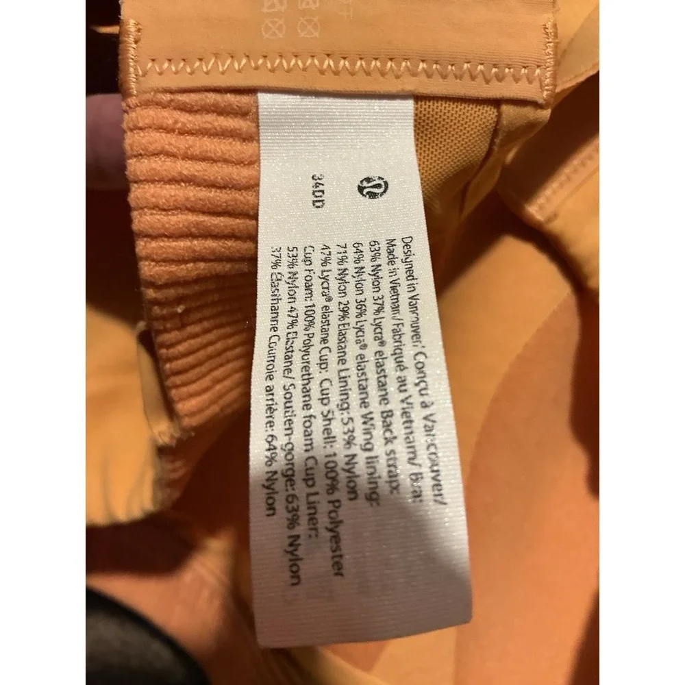 Lululemon Air Support Sport Bra 34DD‎ Yellow Ochre